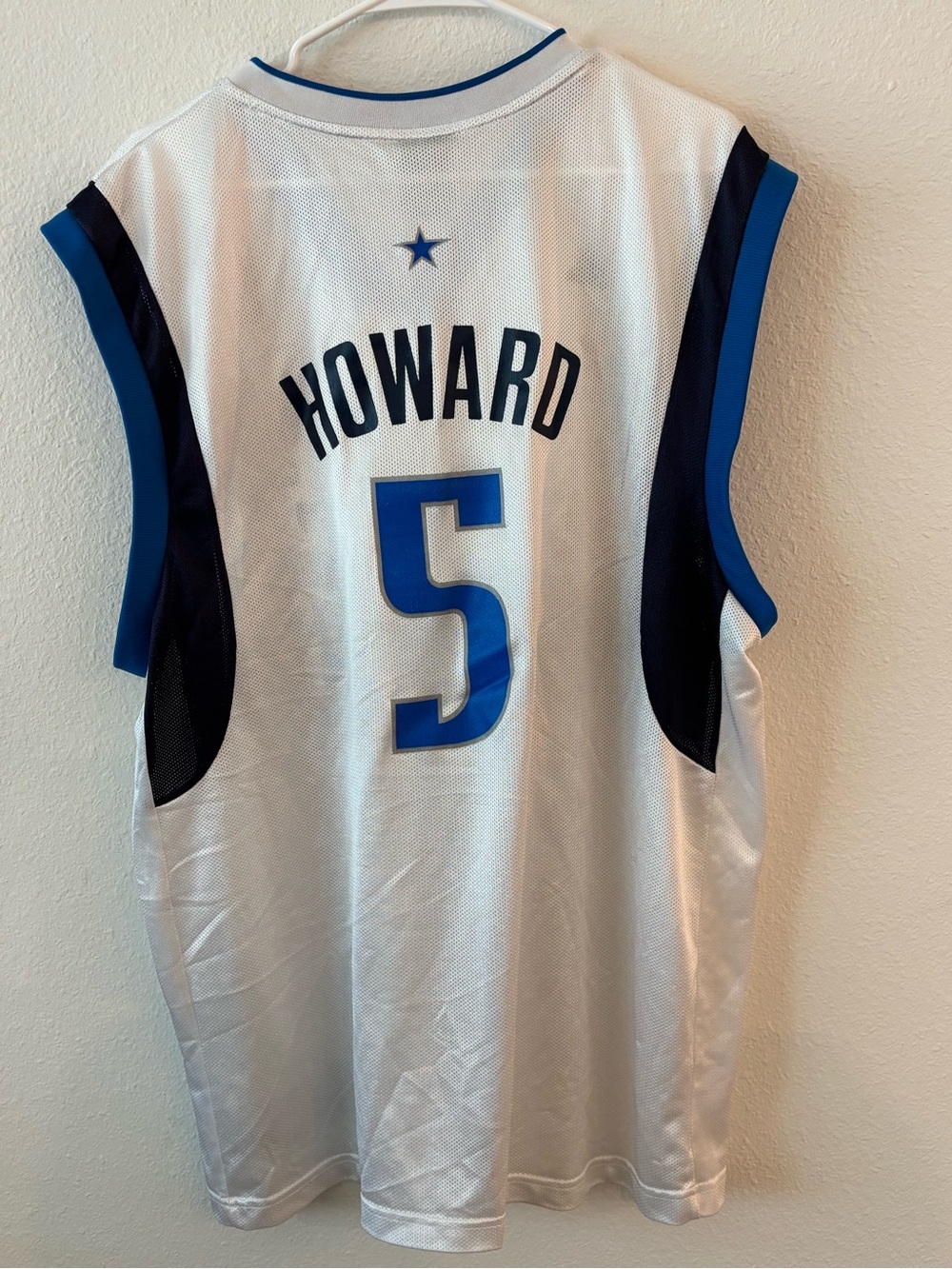 adidas White Blue Black Howard #5 Basketball Jersey